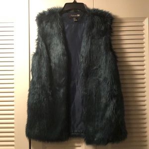 Forrest green faux fur vest